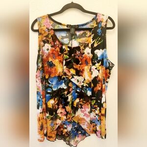 Floral, sleeveless, ruffle top from Suzue in the City, XL